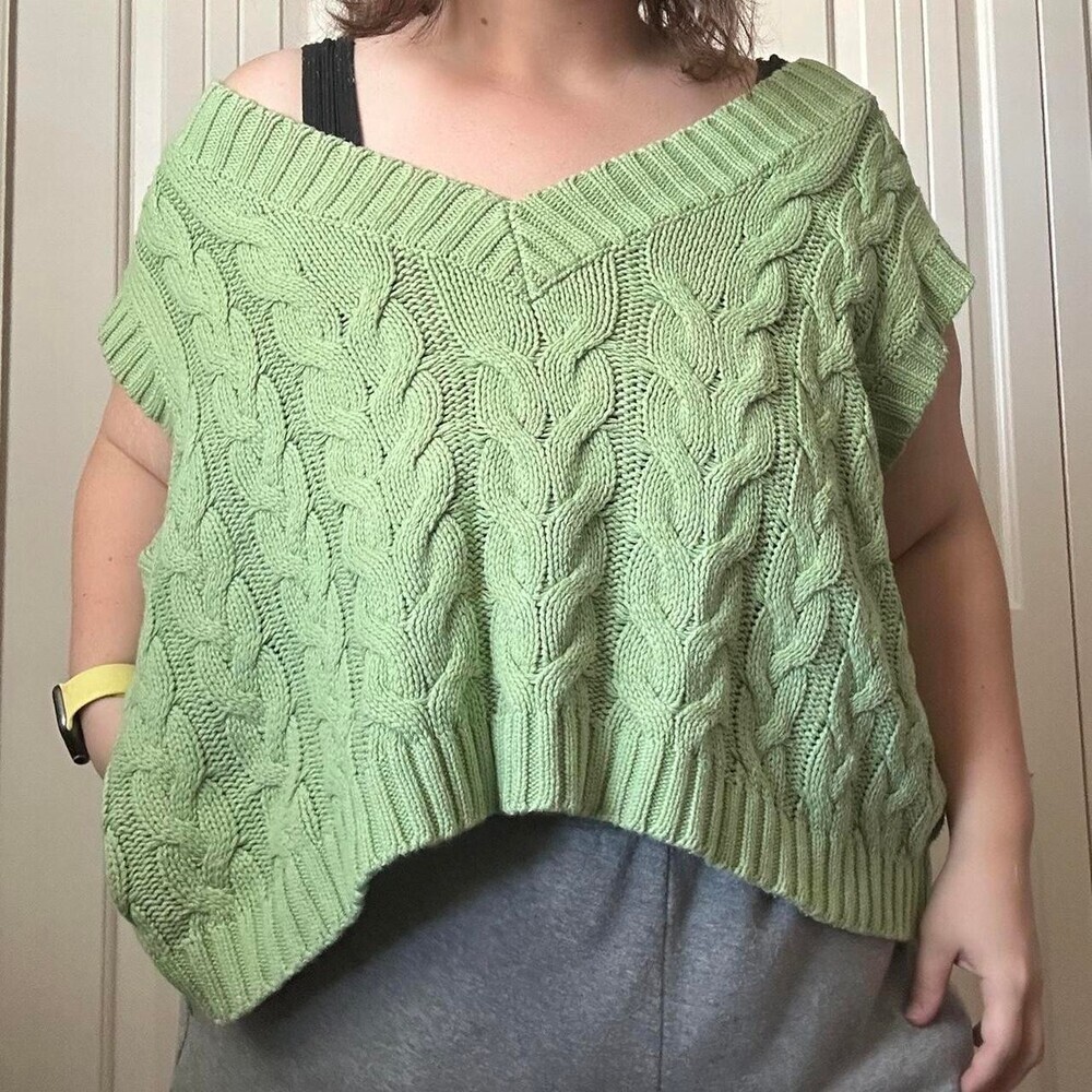 Green Altar’d State Cable Knit Sweater Vest